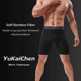img 3 attached to Comfortable And Breathable Bamboo Fiber Men'S Long Boxer Briefs With Functional Fly By YuKaiChen