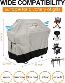img 3 attached to Waterproof Heavy-Duty 55-Inch Gas Char-Broil BBQ Grill Cover - Universal Outdoor Burner Cover, Weatherproof 600D Grey with Zipper, Pocket, and Storage Bag