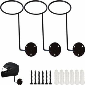 img 4 attached to Black 3-Pack Wall-Mounted Helmet Holder Hook For Motorcycle Accessories, Coats, Hats, And Caps - TIHOOD