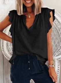 img 2 attached to Stylish And Flattering: Kikula Women'S Sleeveless Ruffled V-Neck Tops For An Effortless Casual Look