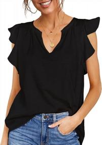 img 4 attached to Stylish And Flattering: Kikula Women'S Sleeveless Ruffled V-Neck Tops For An Effortless Casual Look