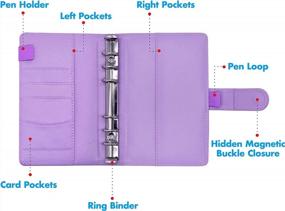 img 2 attached to PU Leather Personal Planner Notebook With 40 Pages Loose-Leaf Papers, 6 Zipper Bags For Filler Paper, Category Stickers, Pen Holder & Magnetic Buckle (Lavender, 7.5” X 5.2”)