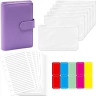 pu leather personal planner notebook with 40 pages loose-leaf papers, 6 zipper bags for filler paper, category stickers, pen holder & magnetic buckle (lavender, 7.5” x 5.2”) logo