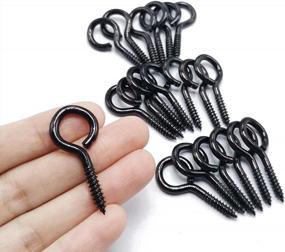 img 2 attached to 20 Pieces Black Zinc Plated Self Tapping Screws O Ring Eye Pins 1.46 Inch Metal Eye Bolt ECKJ Screw Eye Hooks