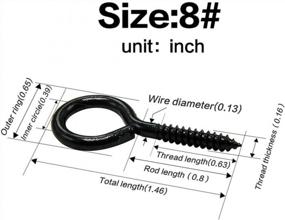 img 3 attached to 20 Pieces Black Zinc Plated Self Tapping Screws O Ring Eye Pins 1.46 Inch Metal Eye Bolt ECKJ Screw Eye Hooks