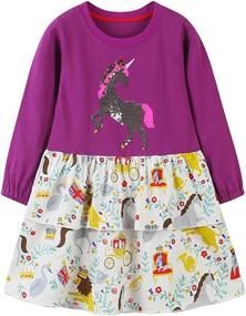 img 4 attached to Little Christmas Sleeve Cotton Dresses Girls' Clothing ~ Dresses