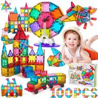magical magnetic tile building blocks set - 100pcs stem construction kit for kids 3-10+ years old - educational toys, perfect birthday gifts for boys and girls logo
