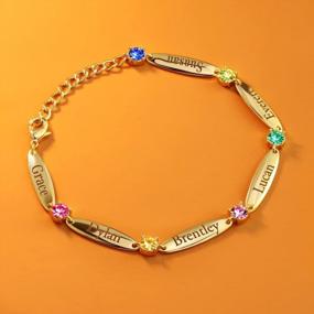 img 2 attached to Customized Name Bracelet With Birthstones & Engraving For Women
