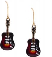 acoustic guitar dangle earrings by spinningdaisy with classic rock design logo