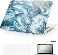 se7enline compatible with macbook pro 13 inch case a1278 with cd-rom 2010/2011/2012 laptop fashion pattern hard shell protective case&keyboard cover skin&screen protector,watercolor white quicksand logo