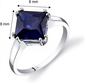 img 2 attached to Stunning Peora 14K White Gold Blue Sapphire Solitaire Ring - 3.25 Carats Princess Cut 8Mm, Perfect For Women - Size 7