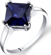 stunning peora 14k white gold blue sapphire solitaire ring - 3.25 carats princess cut 8mm, perfect for women - size 7 logo