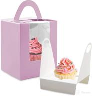 30 pack single cupcake boxes with clear window inserts and handle - cupcake carriers for muffins, pastries, and more (purple) логотип