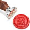 mceal wax seal stamp, large 1 1/5" (30mm) silver brass head wooden handle letter a-z series - regal letter a logo