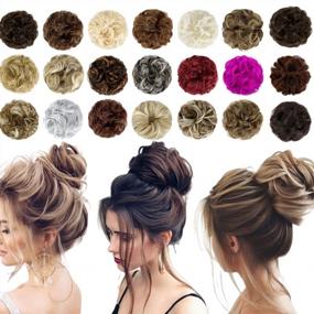 img 4 attached to Ash Blonde & Bleach Blonde Messy Bun Hair Piece For Women & Girls - Qunlinta Updo Scrunchies Ponytail Extensions