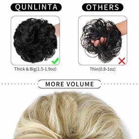 img 2 attached to Ash Blonde &amp; Bleach Blonde Messy Bun Hair Piece для женщин и девочек - Qunlinta Updo Scrunchies Ponytail Extensions