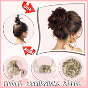 img 1 attached to Ash Blonde & Bleach Blonde Messy Bun Hair Piece For Women & Girls - Qunlinta Updo Scrunchies Ponytail Extensions