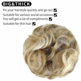 img 3 attached to Ash Blonde & Bleach Blonde Messy Bun Hair Piece For Women & Girls - Qunlinta Updo Scrunchies Ponytail Extensions