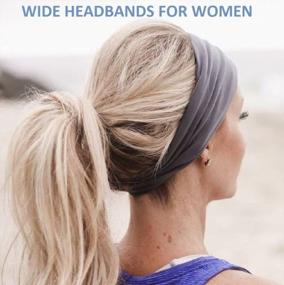 img 2 attached to Non Slip Workout Yoga Running Headbands For Women - 10 Pack Wide Sweat Hair Bands Elastic Fashion Hair Accessories Set 1