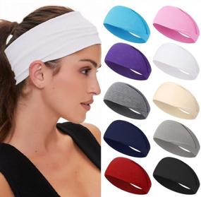 img 4 attached to Non Slip Workout Yoga Running Headbands For Women - 10 Pack Wide Sweat Hair Bands Elastic Fashion Hair Accessories Set 1
