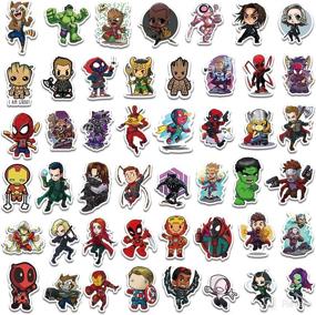 img 3 attached to 🦸 Superheroes Stickers Pack: 150PCS Avenger Decals for Laptop, Comic Legends for Teens, Waterproof Vinyl for Water Bottles, Luggage, Skateboard, Guitar - Red, Blue, Black, Yellow, Green