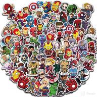 🦸 superheroes stickers pack: 150pcs avenger decals for laptop, comic legends for teens, waterproof vinyl for water bottles, luggage, skateboard, guitar - red, blue, black, yellow, green logo