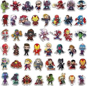 img 2 attached to 🦸 Superheroes Stickers Pack: 150PCS Avenger Decals for Laptop, Comic Legends for Teens, Waterproof Vinyl for Water Bottles, Luggage, Skateboard, Guitar - Red, Blue, Black, Yellow, Green