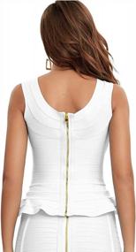 img 2 attached to Rayon Bandage Peplum Sleeveless Tank Top - Solid Color Bodycon