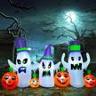 halloween inflatables 9ft long ghosts with pumpkins decorations, outdoor led lights build-in, blow up yard garden décor logo