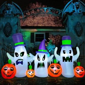 img 2 attached to Halloween Inflatables 9Ft Long Ghosts With Pumpkins Decorations, Outdoor LED Lights Build-In, Blow Up Yard Garden Décor