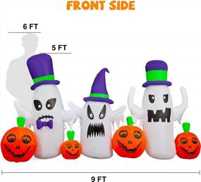 img 1 attached to Halloween Inflatables 9Ft Long Ghosts With Pumpkins Decorations, Outdoor LED Lights Build-In, Blow Up Yard Garden Décor
