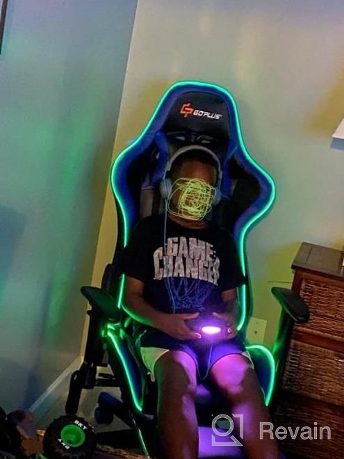 img 1 attached to Goplus Gaming Chair With LED Light And Footrest - Ergonomic High Back Recliner With Handrails And Seat Height Adjustment For Racing And Office Use (Green) review by Stephanie Young