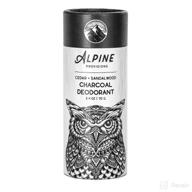 powerful odor protection: alpine provisions charcoal deodorant in soothing sandalwood scent logo