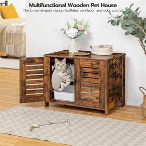 img 3 attached to 🐱 HOOBRO Hidden Cat Litter Box Enclosure - Vintage Wooden Pet Furniture with Ventilated Shutter Doors - Indoor Breathable Cat Litter Washroom - Fits Most Cat BF60MW01