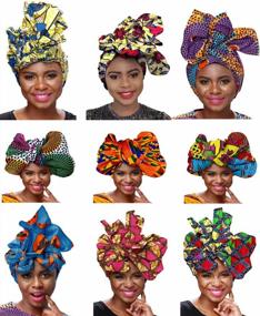 img 2 attached to Stylish Shenbolen Women'S African Print Headwraps - Set Of 3 Random Ankara Scarfs (71In X 21In)