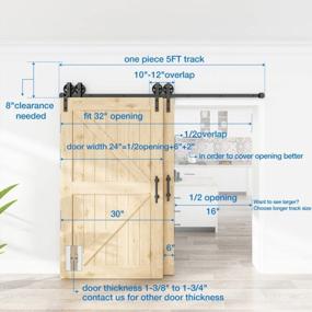 img 2 attached to Heavy Duty Bypass Sliding Barn Door Hardware Kit - One Piece Rail, Big Spoke Wheel, 5FT Single Track For Double Doors, Ideal For Low Ceilings - WINSOON