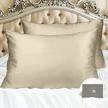 myk 100% pure 30 momme mulberry silk luxury pillowcase for hair, skin care, oeko-tex certified, queen size, beige logo