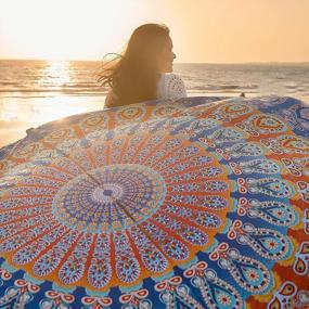 img 2 attached to Folkulture Bohemian Mandala Round Beach Blanket & Yoga Mat: A Versatile Boho Home Decor In Blue - 72 Inches