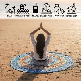 img 1 attached to Folkulture Bohemian Mandala Round Beach Blanket & Yoga Mat: A Versatile Boho Home Decor In Blue - 72 Inches