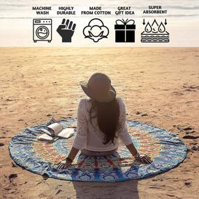 img 3 attached to Folkulture Bohemian Mandala Round Beach Blanket & Yoga Mat: A Versatile Boho Home Decor In Blue - 72 Inches