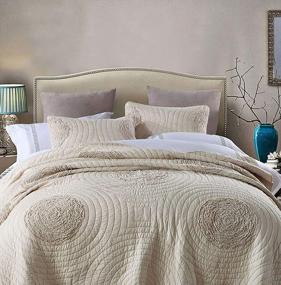 img 2 attached to King Size Beige Quilt Set With 3D Floral Pattern - ABREEZE Classical Cotton Bedspread, Coverlet Set, And Patchwork Quilted Bedding For Lightweight Comfort And Softness