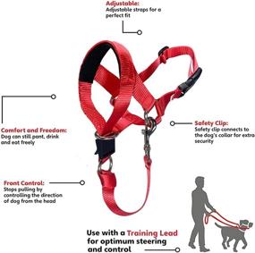 img 3 attached to 🐶 No Pull Barkless Dog Head Collar - Adjustable, Padded Headcollar for Dogs with Training Guide - Stops Pulling and Choking on Walks - Size Large, Color Red