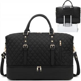 img 1 attached to Oversized Weekender Bag With Shoe Compartment - Perfect Travel Duffel For Men And Women, Carry On Tote