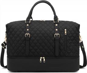 img 4 attached to Oversized Weekender Bag With Shoe Compartment - Perfect Travel Duffel For Men And Women, Carry On Tote