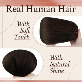 img 2 attached to Darkest Brown Clip-In Hair Extensions - 100% Real Human Hair, 7 Pieces, 120G, Full Head Coverage, Remy Hair, Invisible Double Weft, 120G, 14 Inches