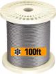aircraft-grade stainless steel wire rope for cable deck railing kit - 100ft non-magnetic marine grade logo