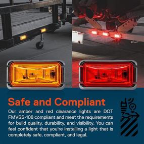 img 3 attached to 🚛 Premium 4pc 2.5" LED Trailer Marker Lights with Amber and Red Lights, Chrome Bezel - DOT FMVSS 108 & SAE P2PC Certified, Waterproof IP67, Surface Mount - Ideal for Trailer Trucks!