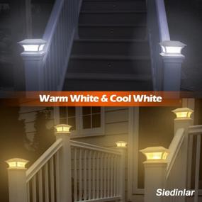 img 3 attached to Outdoor Solar Glass LED Fence Cap Light With 2 Modes For 4X4, 5X5, 6X6 Posts - Perfect For Patio, Deck, And Garden Decoration - Provides Warm White/Cool White Lighting - White (Pack Of 2)