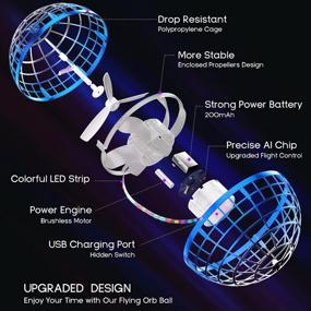 img 2 attached to Tikduck Flying Orb Ball Toys Soaring Hover Pro Boomerang Galactic Fidget Cool Magic Hand Controlled Mini Drone Cosmic Globe Spinner Safe For 6 7 8 9 10+ Year Kids Outdoor Indoor Toys (Blue-Silver)