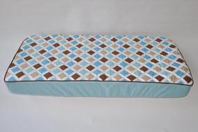 img 3 attached to Stylish Aqua Quilted Sheet With Modern Diamond Pattern And Stripes Design